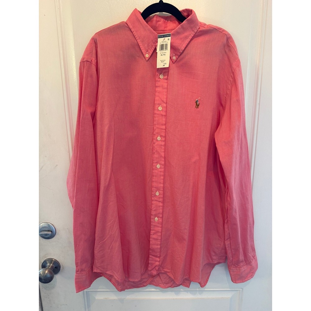 Polo Ralph Lauren Mens Oxford Shirt XL Pink Salmon Button Down NWT Tags